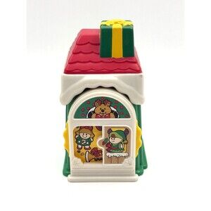 Little People 2002 Christmas Village Toy Shop Store House Green Elf Santa Play‎